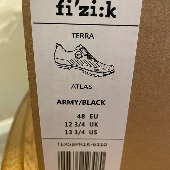 Fizik Terra Atlas Cycling Shoes Size 13.5 Army Green Gravel - Picture 8 of 8